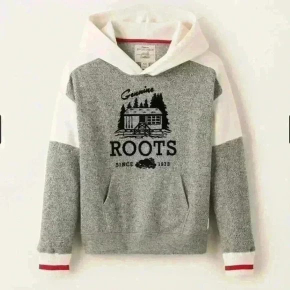 🆕 NWT! ROOTS Cabin Kanga Hoodie | Gray Oat Pepper | Size 2XL Girl’s/Youth - Picture 1 of 11
